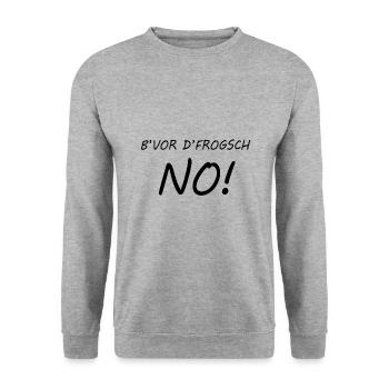 Bevor d frogsch Noi schwäbisch Schwoba Schwabe - Unisex Pullover - Weißgrau meliert - Vorne - Alina (178cm) & Michal (187cm)