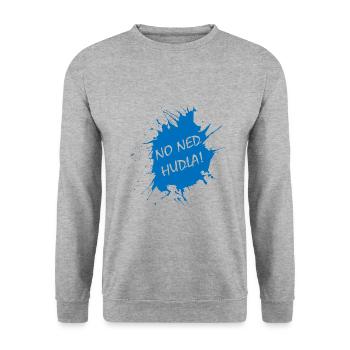 No Ned Hudla Schwaben Schwäbisch Geschenk - Unisex Pullover - Weißgrau meliert - Vorne - Alina (178cm) & Michal (187cm)