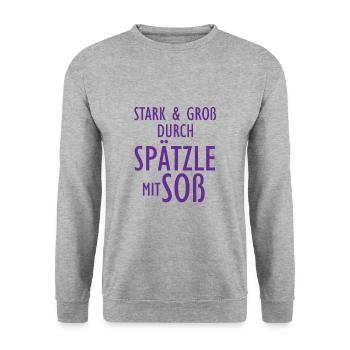 Stark und Groß durch Spätzle mit Soß Schwäbisch - Unisex Pullover - Weißgrau meliert - Vorne - Alina (178cm) & Michal (187cm)