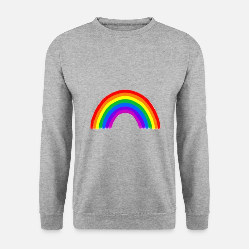 Retro Regenbogen Bunt Geschenk - Unisex Pullover - Weißgrau meliert