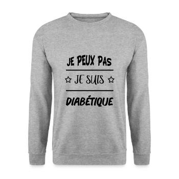 Je peux pas je suis diabétique - Sweat-shirt Unisexe - gris chiné - Devant - Alina (178cm) & Michal (187cm)
