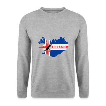 Icelandic flag Iceland Puffin Atlantic Puffin - Unisex Sweatshirt - salt & pepper - Front - Alina (178cm) & Michal (187cm)