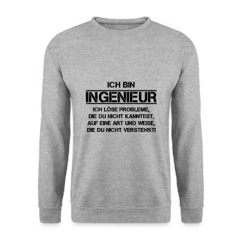Ich bin ingenieur ich löse probleme Student - Unisex Pullover - Weißgrau meliert - Vorne - Alina (178cm) & Michal (187cm)