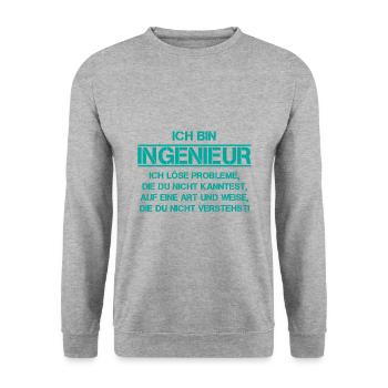 Ich bin ingenieur ich löse probleme Student - Unisex Pullover - Weißgrau meliert - Vorne - Alina (178cm) & Michal (187cm)