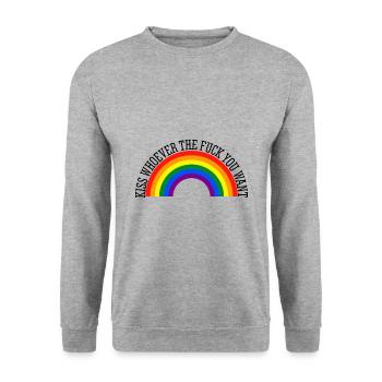 Kiss whoever the fuck you want pride month lgbt - Unisex Sweatshirt - salt & pepper - Front - Alina (178cm) & Michal (187cm)