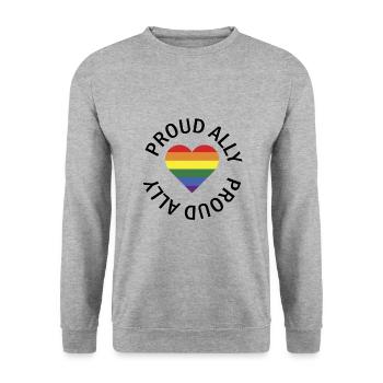 Proud Ally heart lgbt Pride Month gift - Unisex Sweatshirt - salt & pepper - Front - Alina (178cm) & Michal (187cm)