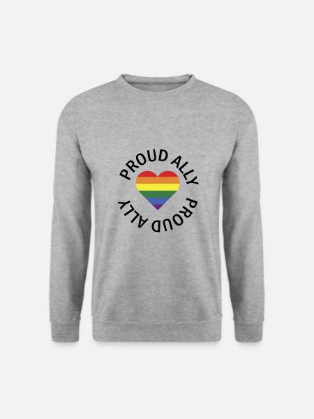 Proud Ally Herz lgbt Pride Month Geschenk - Unisex Pullover - Weißgrau meliert