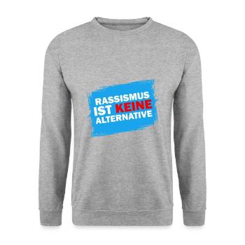 Rassismus ist keine Alternative Anti Toleranz - Unisex Pullover - Weißgrau meliert - Vorne - Alina (178cm) & Michal (187cm)