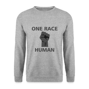 One Race Human Anti Racism Tolerance - Sweat-shirt Unisexe - gris chiné - Devant - Alina (178cm) & Michal (187cm)