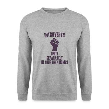 Introverts unite Introvert anti social fist - Unisex Sweatshirt - salt & pepper - Front - Alina (178cm) & Michal (187cm)