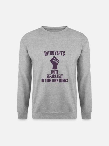 Introverts unite Introvert anti social Faust - Unisex Pullover - Weißgrau meliert