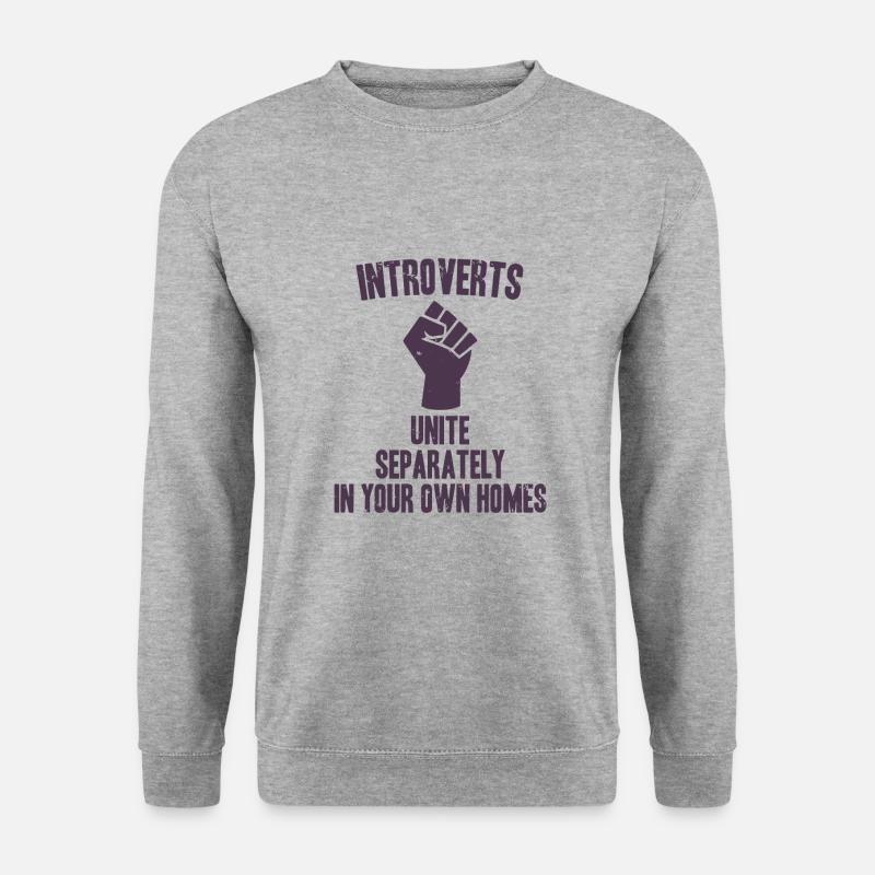Introverts unite Introvert anti social Faust - Unisex Pullover - Weißgrau meliert