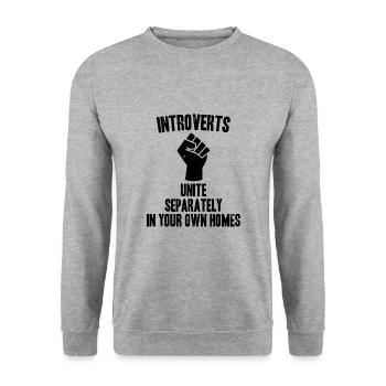 Introverts unite Introvert anti social fist - Unisex Sweatshirt - salt & pepper - Front - Alina (178cm) & Michal (187cm)