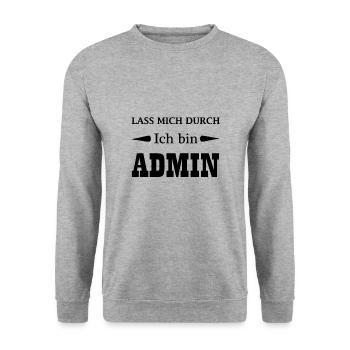 Lass mich durch ich bin admin Geschenk Code - Unisex Pullover - Weißgrau meliert - Vorne - Alina (178cm) & Michal (187cm)