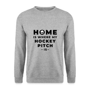 Zuhause ist, wo mein Hockeyplatz ist - Unisex Pullover - Weißgrau meliert - Vorne - Alina (178cm) & Michal (187cm)