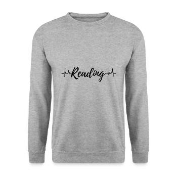 Lesen Herzschlag. - Unisex Pullover - Weißgrau meliert - Vorne - Alina (178cm) & Michal (187cm)