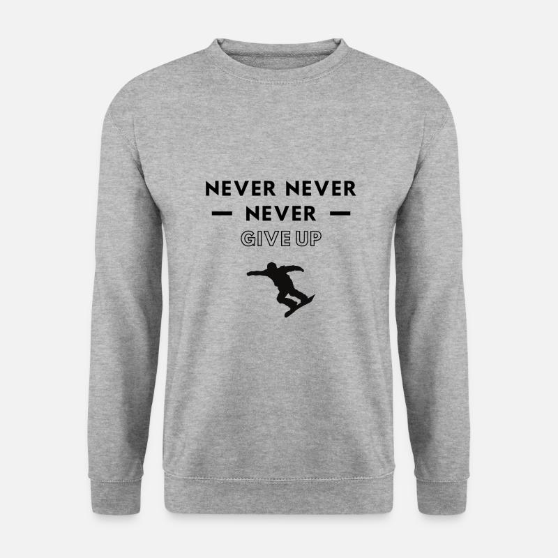 Snowboarden: Niemals aufgeben. - Unisex Pullover - Weißgrau meliert