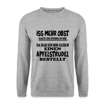 bergwandern servus alpin gipfelkreuz apfelstrudel - Unisex Pullover - Weißgrau meliert - Vorne - Alina (178cm) & Michal (187cm)