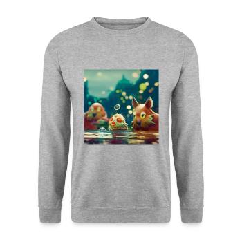 Animafun - Sweat-shirt Unisexe - gris chiné - Devant - Alina (178cm) & Michal (187cm)