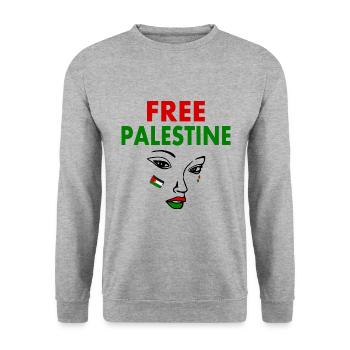 Free palestine - Unisex Sweatshirt - salt & pepper - Front - Alina (178cm) & Michal (187cm)