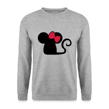 Mäuschenschleife / mouse with bow Cute mouse - Unisex Sweatshirt - salt & pepper - Front - Alina (178cm) & Michal (187cm)