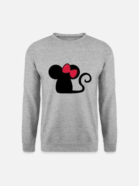Mäuschen Schleife / mouse with bow Niedliche Maus - Unisex Pullover - Weißgrau meliert