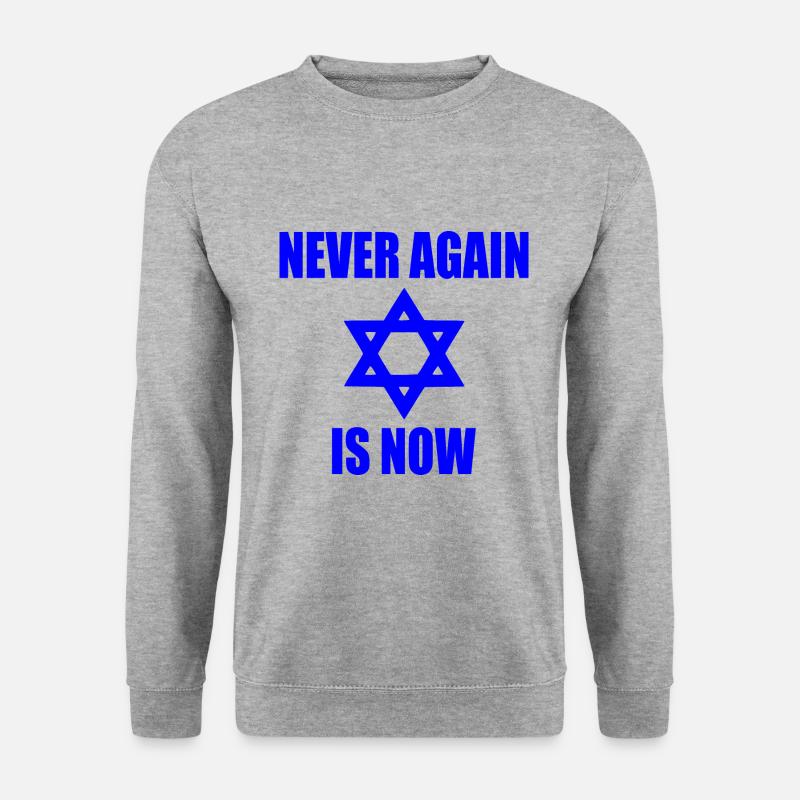 Never again is now - Unisex Pullover - Weißgrau meliert