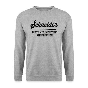 Schneider Meister Prüfung Bestanden Schneiderei - Unisex Pullover - Weißgrau meliert - Vorne - Alina (178cm) & Michal (187cm)