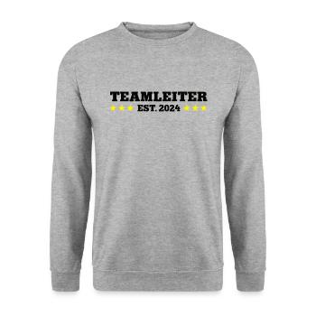 Teamleiter 2024 Gruppenleiter Teamleitung Leiter - Unisex Pullover - Weißgrau meliert - Vorne - Alina (178cm) & Michal (187cm)