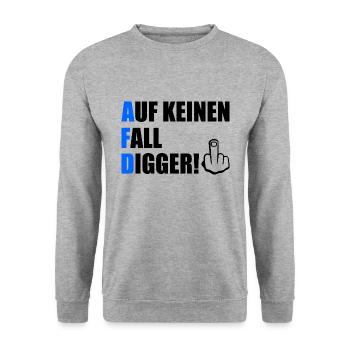 auf keinen fall digga - Unisex Pullover - Weißgrau meliert - Vorne - Alina (178cm) & Michal (187cm)