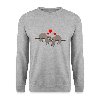 Saint-Valentin paresseux - Sweat-shirt Unisexe - gris chiné - Devant - Alina (178cm) & Michal (187cm)