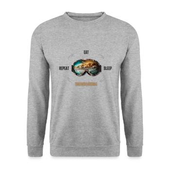 Eat Sleep Snowboard Repeat - Unisex Pullover - Weißgrau meliert - Vorne - Alina (178cm) & Michal (187cm)