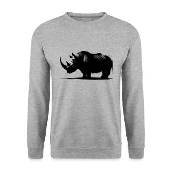 Rhino Silhouette - Unisex Sweatshirt - salt & pepper - Front - Alina (178cm) & Michal (187cm)