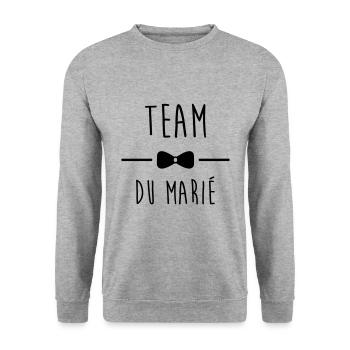 team du marié, enterrement de vie de garçon, EVG - Sweat-shirt Unisexe - gris chiné - Devant - Alina (178cm) & Michal (187cm)