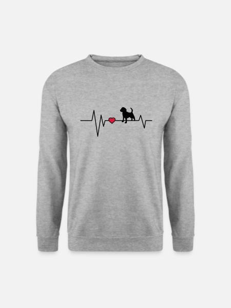 Herzschlag Hund Beagle - Unisex Pullover - Weißgrau meliert