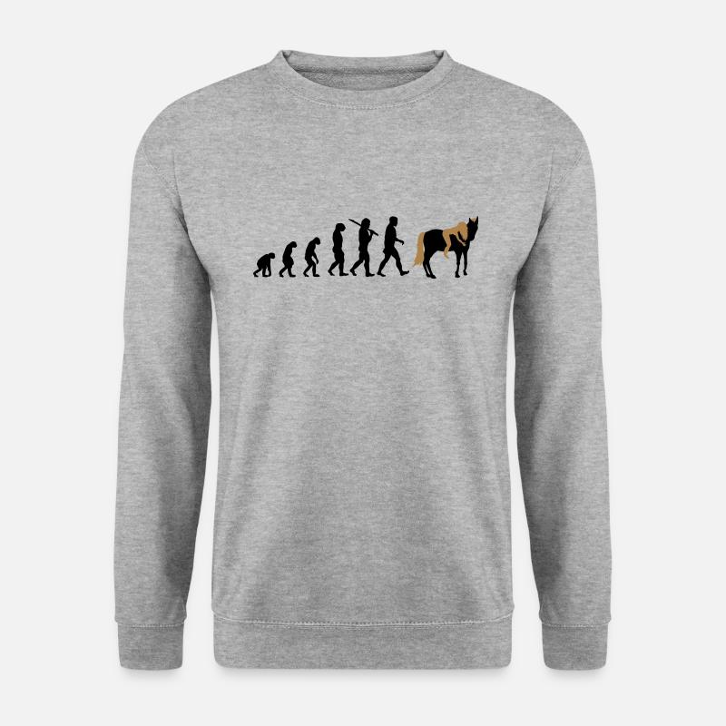 Evolution Reiterin Pferd - Unisex Pullover - Weißgrau meliert