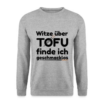 tofu anti vegan vegetarisch fleischesser Geschenk - Unisex Pullover - Weißgrau meliert - Vorne - Alina (178cm) & Michal (187cm)