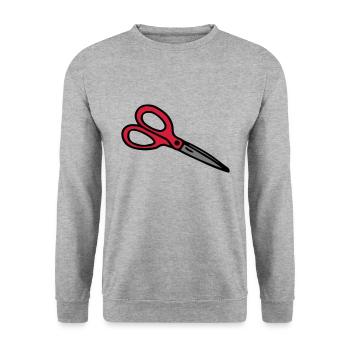 Schere Basteln Schneiderin Friseurin Friseur - Unisex Pullover - Weißgrau meliert - Vorne - Alina (178cm) & Michal (187cm)