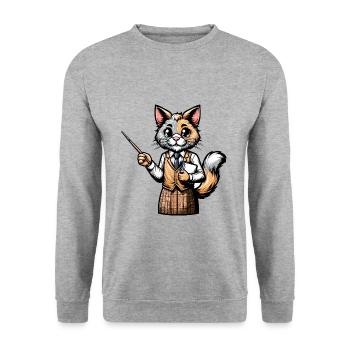 Cute Cat Teacher - Unisex Pullover - Weißgrau meliert - Vorne - Alina (178cm) & Michal (187cm)
