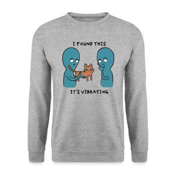 Funny cat aliens, i found this it ́s vibrating - Unisex Sweatshirt - salt & pepper - Front - Alina (178cm) & Michal (187cm)