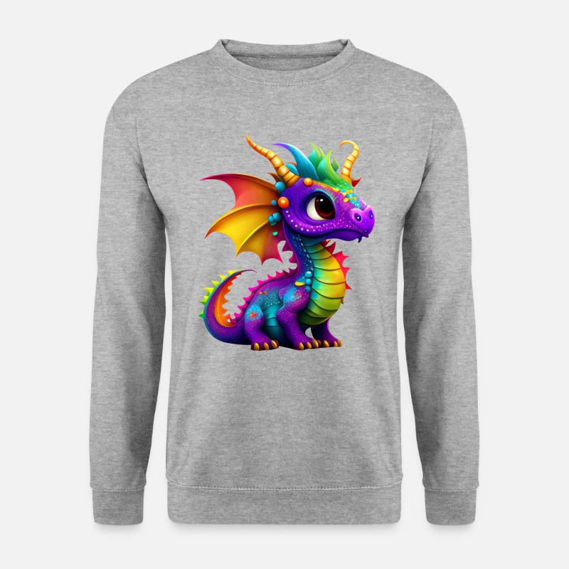 Süßer kleiner Drache - Unisex Pullover - Weißgrau meliert