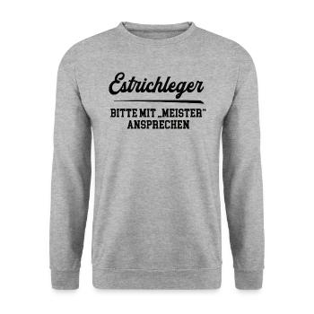 Estrichleger Meister Prüfung Bestanden Bodenleger - Unisex Pullover - Weißgrau meliert - Vorne - Alina (178cm) & Michal (187cm)