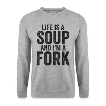 Life Is A Soup And I'm A Fork Tees | Funny - Unisex Sweatshirt - salt & pepper - Front - Alina (178cm) & Michal (187cm)