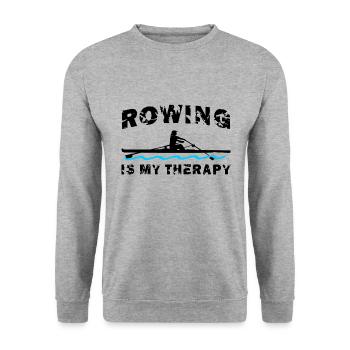 Rudern ist meine Therapie, Rudern, Ruderin, Frau - Unisex Pullover - Weißgrau meliert - Vorne - Alina (178cm) & Michal (187cm)
