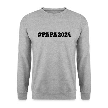 Papa 2024 Ich Werde Daddy Dad To Be Vater Werden - Unisex Pullover - Weißgrau meliert - Vorne - Alina (178cm) & Michal (187cm)
