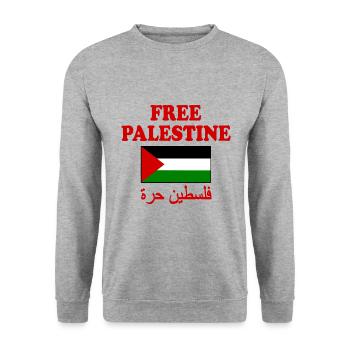 Free palestine - Sweat-shirt Unisexe - gris chiné - Devant - Alina (178cm) & Michal (187cm)