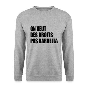 on veut des droits pas bardella - Sweat-shirt Unisexe - gris chiné - Devant - Alina (178cm) & Michal (187cm)
