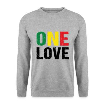 One Love Reggae Musik Jamaica - Unisex Pullover - Weißgrau meliert - Vorne - Alina (178cm) & Michal (187cm)