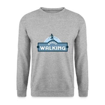 Nordic Walking Logo Motif - Sweat-shirt Unisexe - gris chiné - Devant - Alina (178cm) & Michal (187cm)