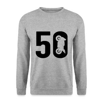 50 Motard Moto 50 - Sweat-shirt Unisexe - gris chiné - Devant - Alina (178cm) & Michal (187cm)